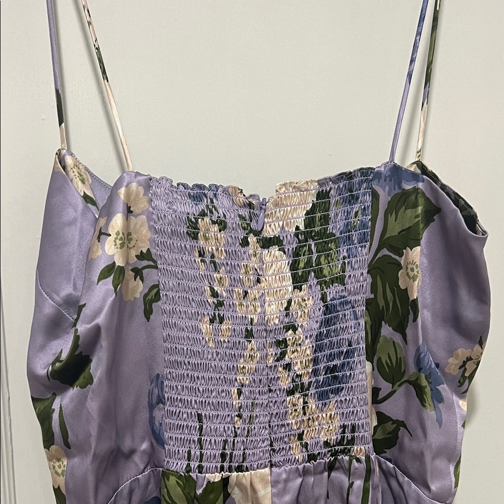 Reformation Frankie 100% Silk Lavender Floral Print Maxi Dress - Picture 6 of 8
